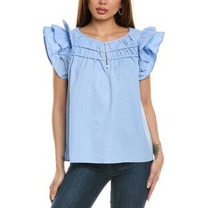 Brook + Lynn Womens  Blouse, Blue